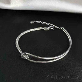 ブレスレット レディース S925純銀 二層結び 個性切り替え デザイン 精巧 高級感 手飾り アクセサリー ファッション 日常使い ギフト シルバー ジュエリー 腕輪 手首 装飾 モダン スタイリッシュ 洗練 軽量 耐久性 輝き 繊細 ユニーク トレン