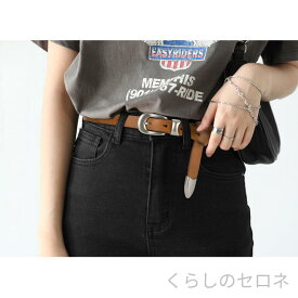 レディース ベルト 細ベルト 本革 牛革 レトロ 欧米風 カジュアル 合金 ピンバックル 個性的 ジーンズ用 デニム用 高見え 上品 きれいめ シンプル ウエストマーク アクセサリー