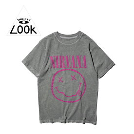【THRIFTY LOOK / スリフティールック】THRIFTY PIGMENT "NIRVANA" TEE ニルヴァーナ バンドT オフィシャル ライセンシー Tシャツ スマイリーフェイス柄 ユーズド加工 ヴィンテージ加工