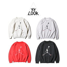 【SALE 定価\8,800→20%OFF】【THRIFTY LOOK / スリフティールック】JUMP SKULL CREW SWEAT 長袖 スウェット グラフィック ユーズド加工