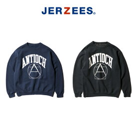【JERZEES / ジャージーズ】JERZEES / "ANTIOCH" CREW NECK SWEAT コットン・ポリエステル混 ユーズド加工 ヴィンテージロゴ プリント ボックスシルエット 裏起毛 スウェット
