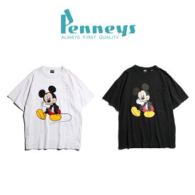 【PENNEY'S / ペニーズ】 MICKEY SS TEE DAMAGED 半袖 Tシャツ ダメージ加工 ディズニー オフィシャル ミッキーマウス