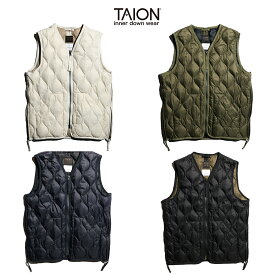 【WEB限定】【TAION / タイオン】MILITARY W-ZIP VNECK DOWN VEST SOFT SHELL(TAION-001ALSZML-1)ミリタリー　Vネック　Wジップ　ダウンベスト