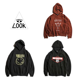 【THRIFTY LOOK / スリフティールック】 WORN-OUT BAND HOODIE ダメージ加工 ニルヴァーナ ビースティーボーイズ バンド パーカー ネックスリット