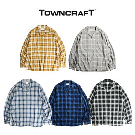 【TOWNCRAFT / タウンクラフト】OMBRE LOOP COLLAR SHIRTS MADE IN JAPAN オンブレチェック ループカラー 開襟 長袖シャツ 日本製