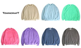 TOWNCRAFT / PIGMENT CREW SWEAT タウンクラフト 無地 ピグメントダイ スウェット クルーネック コットン ポリエステル ヴィンテージ加工 ベージュ 水色 ブルー グリーン ピンク パープル ネイビー ブラック M L XL XXL