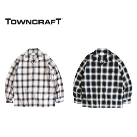 【TOWNCRAFT / タウンクラフト】OMBRE LOOP COLLAR SHIRTS COTTON MADE IN JAPAN オンブレチェック ループカラー 開襟 長袖シャツ 日本製
