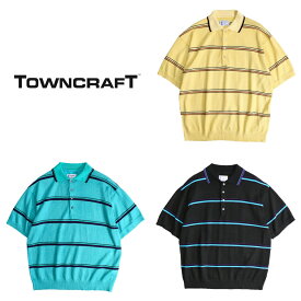 【TOWNCRAFT / タウンクラフト】BOUCLE BORDER POLO ブークレーニット ボーダー ニットポロシャツ