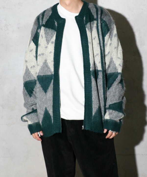 楽天市場】【TOWNCRAFT / タウンクラフト】JACQUARD ZIP CARDIGAN 