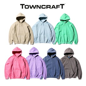TOWNCRAFT / PIGMENT PULL HOODIE タウンクラフト 無地 ピグメントダイ パーカー プルオーバー フーディー コットン ポリエステル ヴィンテージ加工 ベージュ 水色 ブルー グリーン ピンク パープル ネイビー ブラック M L XL XXL