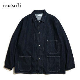 【tsuzuli / ツヅリ】 COVERALL JACKET ONE WASH (UNISEX) TT2206 岡山デニム オーバーサイズ カバーオール