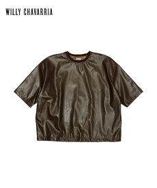 WILLY CHAVARRIA ウィリーチャバリア SYNTHETIC LEATHER BUFFALO TEE ブラウン シンセティックレザー