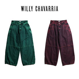 【WILLY CHAVARRIA / ウィリーチャバリア】 RAVER PANTS カラーデニム オーバーダイ ワイド パンツ