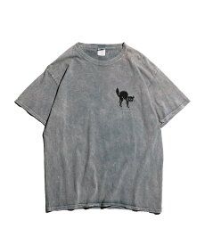 【THRIFTY LOOK / スリフティールック】 CAT CHEMICAL TEE キャット ワンポイント 胸ロゴ ケミカルウォッシ タイダイ Tシャツ