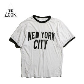 【THRIFTY LOOK / スリフティールック】JOHN LENNON NYC RINGER TEE ジョン・レノン ニューヨーク グラフィック プリント コットン リンガーTシャツ