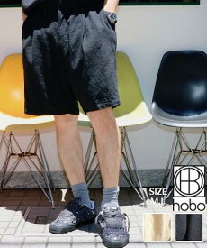 HOBO ホーボー ARTISAN TUCK SHORTS LINEN COTTON TWILL HAND DYED (HB-P3701) コットン リネン ツイル ショートパンツ 日本製 ベージュ ブラック M L