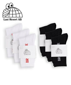 Last Resort AB ラスト リゾート エービー BREAK FREE SOCKS 3P ロゴ リブソックス 3足セット フリーサイズ ホワイト ブラック
