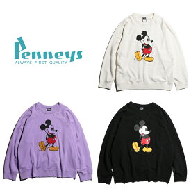 【PENNEY'S / ペニーズ】MICKEY VINTAGE CREW NECK SWEAT DAMAGED ディズニー　公式　ミッキー　ダメージ加工　スウェット