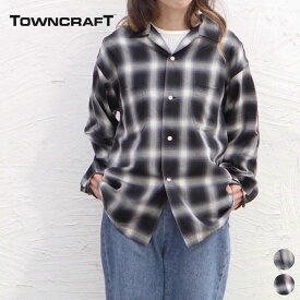 【再入荷】TOWNCRAFT / タウンクラフト OMBRE LOOP COLLAR SHIRTS COTTON MADE IN JAPAN オンブレチェックシャツ コットンループカラー オープンカラー 日本製