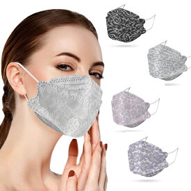 呼吸しやすいマスク レース柄 【おしゃれマスク 10枚セット】不織布マスク 4層 口紅がつきにくい 風邪 花粉症 花粉 防塵 PM2.5 ほこり 対策 使い捨てマスク