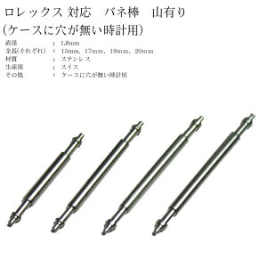 スイス製 ロレックス対応 山有り バネ棒 1本 Ф1.8 13mm/17mm/19mm/20mm バネ棒 時計ベルト ロレックス用 時計バンド 専用部品 ステンレス 1本 ロレックス 送料無料