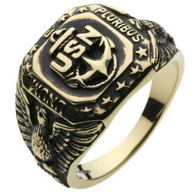 【ポイント5倍】ブラスリング 真鍮 リング 指輪 メンズ アメリカ海軍 USA アンカー 錨 星 スター 紋章 エンブレム USN 錨 ネイビー ワシ 鷲 男性用指輪 イーグル 鷹 コンドル 船乗り 海上安全