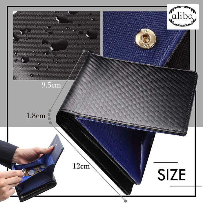 楽天市場】aliba 財布 メンズ 二つ折り財布 カーボンレザー ボックス型 