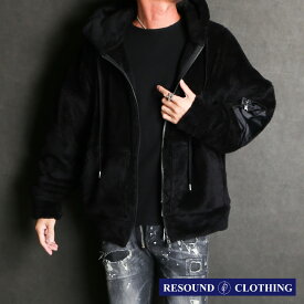 【RESOUND CLOTHING /リサウンドクロージング】boa zip loose hoodie / ジップアップボアパーカー / RC30-C-008【メンズ】【送料無料】
