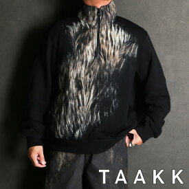 【TAAKK/ターク】"FUR PRINT JERSEY" FLOCKY SWEATSHIRT / ハーフジップ スウェットシャツ / TA25AW-JR088【メンズ】【送料無料】