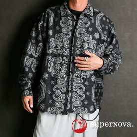 【superNova./スーパーノヴァ】Split yoke big shirt - Bandana jacquard / ビッグシルエット シャツ - バンダナ ジャガード / SN-535A【メンズ】【ユニセックス】【送料無料】
