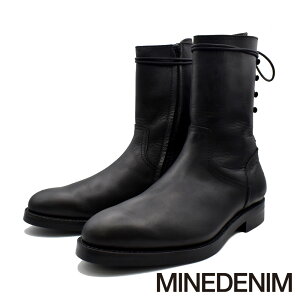 �yMINEDENIM/�}�C���f�j���zLeather Back Laceup Boots - BLK / MGK-008�y�����Y�z�y���������z