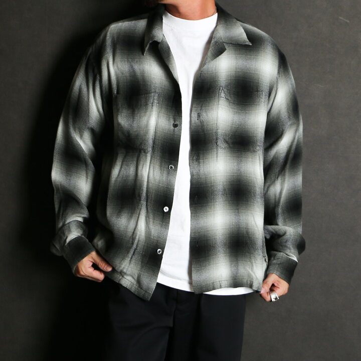 楽天市場】【MINEDENIM/マインデニム】R.Flannel Ombre Open Collar SH 
