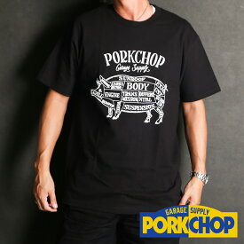 【PORKCHOP/ポークチョップ】PORK FRONT TEE 25 - BLACK/ ショートスリーブTシャツ 【送料代込み】【ユニセックス】