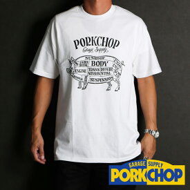 【PORKCHOP/ポークチョップ】PORK FRONT TEE 25 - WHITE / ショートスリーブTシャツ 【送料代込み】【ユニセックス】