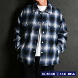 【RESOUND CLOTHING /リサウンドクロージング】flannel check JK - BLUE / フランネルチェック CPOジャケット / RC38-JK-007【メンズ】【送料無料】