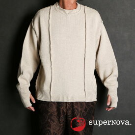 【superNova./スーパーノヴァ】Moebius knit sweater / クルーネックセーター - ラムウールナイロン / SN-504B【メンズ】【ユニセックス】【送料無料】