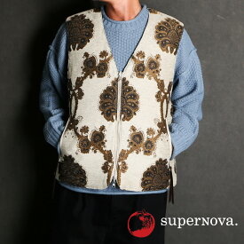 【superNova./スーパーノヴァ】Reversible zip vest - Velvet jacquard / リバーシブルベスト - ベルベットジャガード / SN-491A【メンズ】【ユニセックス】【送料無料】