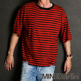 【MINEDENIM/マインデニム】Hazy Border Uneven Loose T-SH / 2306-6001【メンズ】【送料無料】