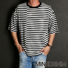 【MINEDENIM/マインデニム】Hazy Border Uneven Loose T-SH / 2306-6001【メンズ】【送料無料】