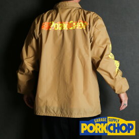 【PORKCHOP/ポークチョップ】BURNING LOGO COACH JKT - KHAKI / コーチジャケット【送料代込み】【ユニセックス】