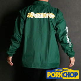 【PORKCHOP/ポークチョップ】BURNING LOGO COACH JKT - IVY GREEN / コーチジャケット【送料代込み】【ユニセックス】