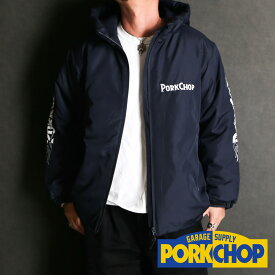【PORKCHOP/ポークチョップ】BURNING LOGO HOODED JKT / 中綿フーデッドジャケット【送料代込み】【ユニセックス】