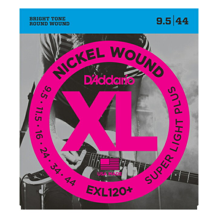【メール便発送可！！】D'Addario ダダリオ [EXL120+] XL Nickel Round Wound Super Light  Plus 095-044 エレキギター弦 [Daddario] セントラルミュージック