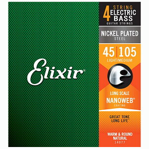 y[֔zElixir GNT[ [14077] NANOWEB Light/Medium 45-105 x[X Nickel Plated Steel Long Scale OXP[ R[eBO