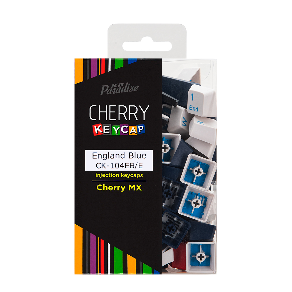 Cherry おすすめ MX軸 用 交換用キーキャップセット 《送料無料》CHERRY 104英語キーボード用 Blue CK-104EB 上品 カラー England E 2色成型カラーキーキャップ