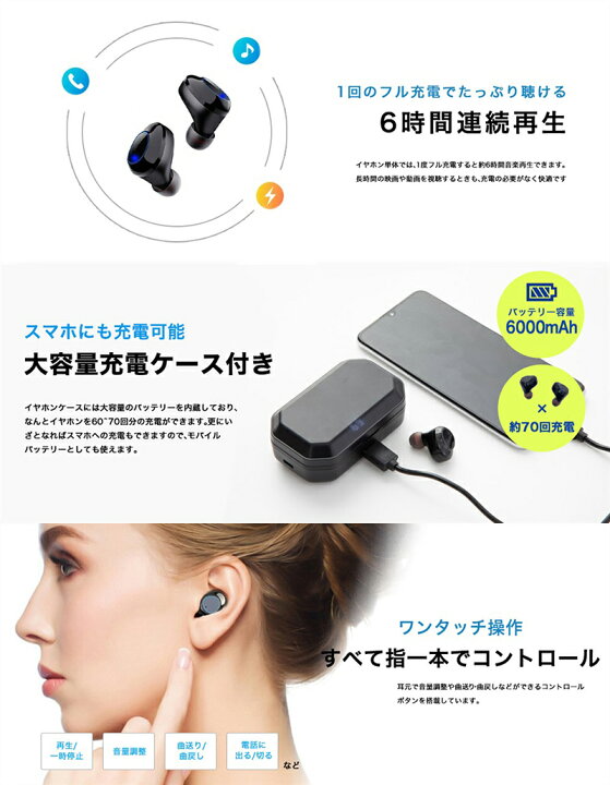 楽天市場】【 送料無料 】ワイヤレスイヤホン bluetooth 5.1 イヤホン 