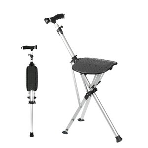 【全品10%OFFクーポン】ステッキチェア ワンタッチ 軽量 LEDライト付き 滑り止め加工 安心設計 高齢者向け多機能杖 散歩 介護用品 歩行支援 杖 座れる スポーツ観戦 アウトドア 行楽 チェア 折