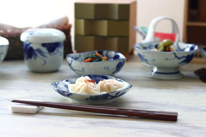 楽天市場】藍染ぶどう 3.5寸小皿 12cm 日本製 美濃焼 三角35皿 小皿  