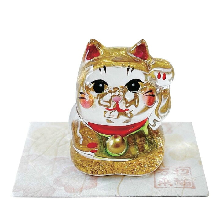 楽天市場】招き猫（小）金 硝子飾り E-2 瀬戸取寄 ガラス 置物 置き物 