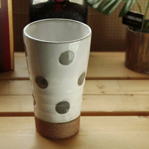 水割りタンブラー 白粉引ドット 今日の晩酌に ビアマグ 水割りカップ オシャレ 陶器製ビアカップ 和食器 和風居酒屋風 酒器 国産 美濃焼 訳あり